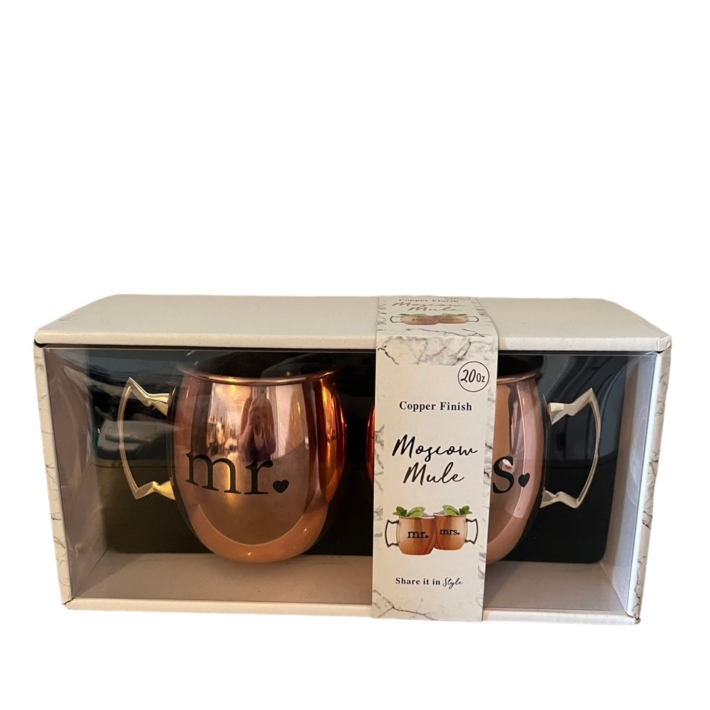 Moscow Mule Copper Finish Mr & Mrs Wedding/Bridal 20 oz